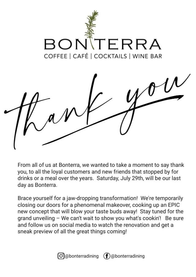 Thank you!

Brace yourself for a jaw-dropping transformation!  We're temporarily closing our doors for a phenomenal makeover, cooking up an EPIC new concept that will blow your taste buds away!

#charlotte #charlottenc #clteats #cltfood #winelover #restaurantrenovation #staytuned