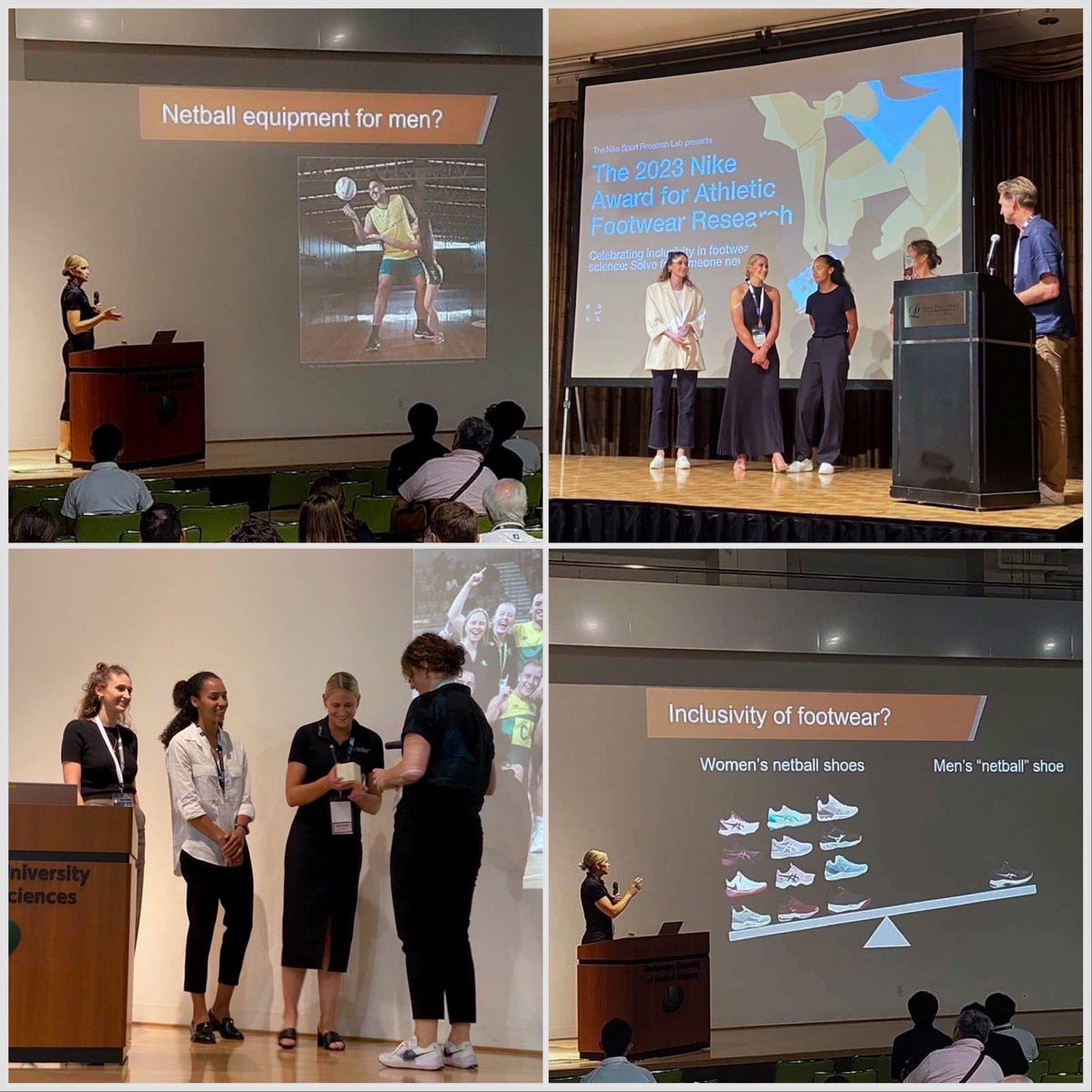 A great time at the 2023 <a href="/FootwearBiomech/">Footwear Biomechanic</a> Symposium celebrating “Footwear for everybody”. I was given the amazing opportunity to be a finalist for the <a href="/Nike/">Nike</a> Award alongside 2 great female biomechanists and received runners up for my research on inclusivity of footwear in netball