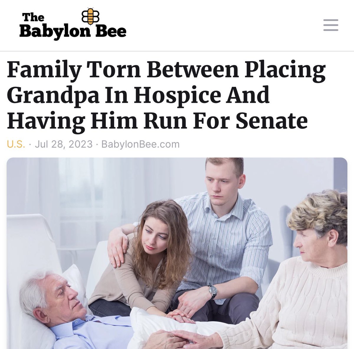 EricSpracklen's tweet photo. The Babylon Bee refuses to miss 🤣 https://t.co/C0Gumz6VVg