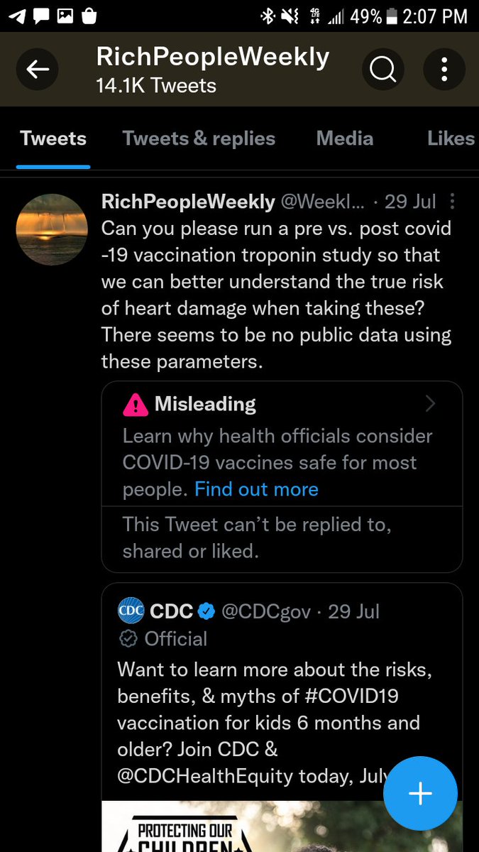 WeeklyRich's tweet photo. @RxRegA I started pressuring the government accounts here on Twitter back in 3/22. https://t.co/Nm7AddNGeR
After continually asking for this study to be done, i was permanently suspended in 7/22.
They don't want to give us this study, and not doing so will kill kids.
Criminals
#FDASUCKS https://t.co/MkXKvdHEU5