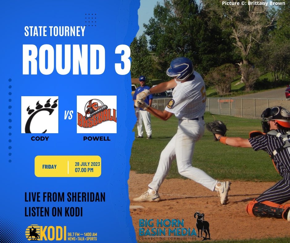 KODIRadio's tweet photo. Nothing like a Park County Rivalry at the State Tourney. Cody Cubs Baseball looks to guarantee themselves a spot in Sundays Champuonship. Catch the call live on KODI. First pitch at 7pm. https://t.co/SIEzSHLfid