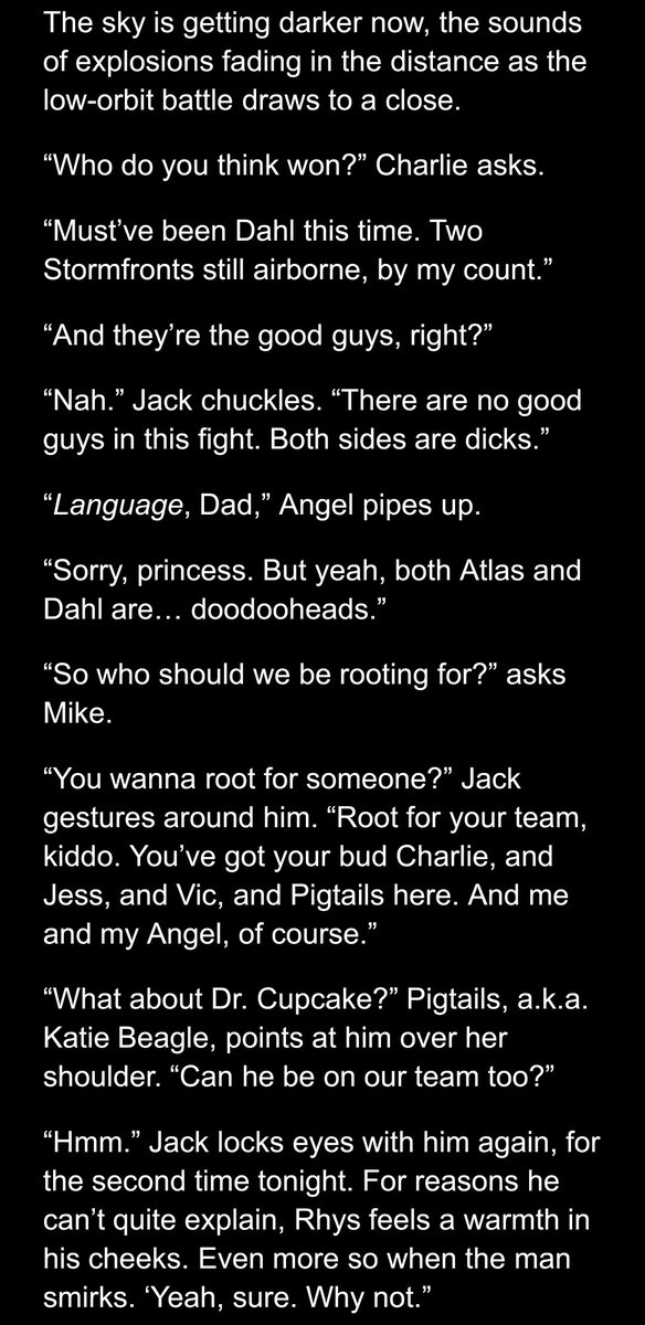 CaffeinatedOwl1's tweet photo. A little bit from the Nurse Jack AU I'm still working on. We're on Tantalus. Jack, Angel and some kids are watching an orbital battle from the hospital roof. #Rhack https://t.co/sUo4MnqW4f