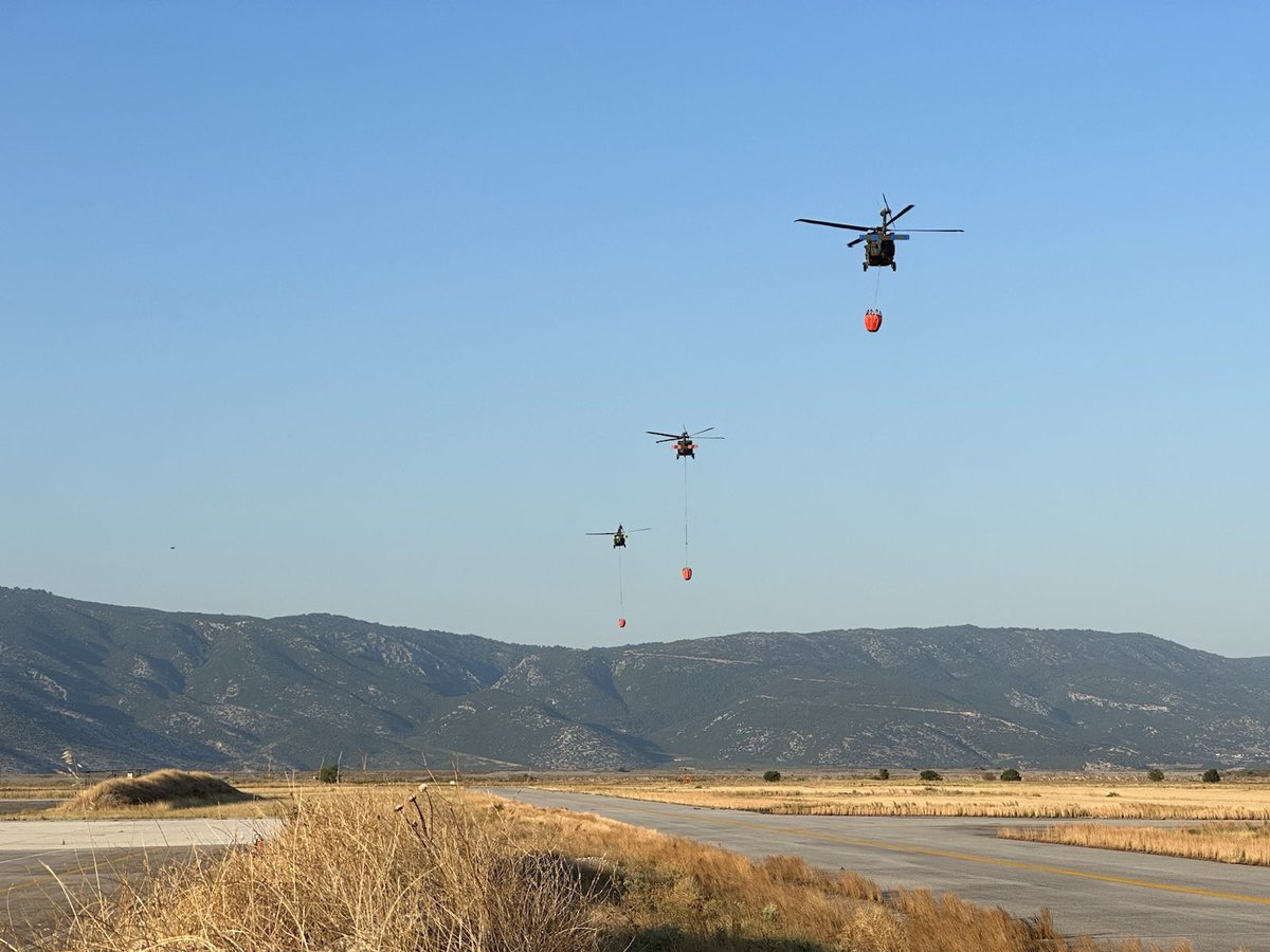 The U.S. on Friday deployed 3 helicopters to Volos to support the Government of Greece's efforts to combat deadly wildfires in the region. We stand with Greece and with the brave men and women at the frontlines of these life-saving operations. #GreeceWildfires #AgilityandSecurity
