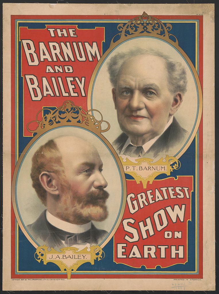 Phineas Taylor Barnum (July 5, 1810 -April 7, 1891) was an American showman, businessman and politician remembered for promoting celebrated hoaxes and founding the Barnum & Bailey Circus (1871–2017) with James Anthony Bailey. #DangerousAlbum #GreatestShowman 🎪