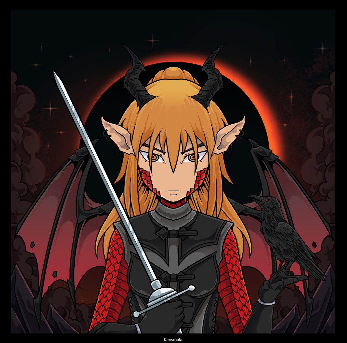 Geeksharky's tweet photo. Probably the favorite Hybrid I have made. So far. Can't wait to see what the AI and author have in store for her. #comics #SuperHeroine #Superheroes #NFT #nftart #dragons #HYBRID https://t.co/UkzJekaBmS