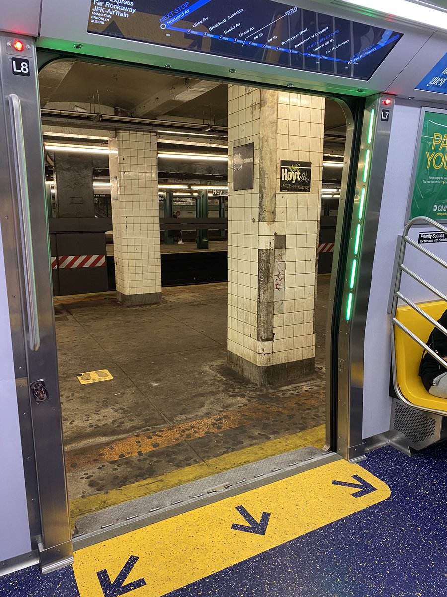 The brand new (clean AF) A trains pulling into Hoyt-Schermerhorn station is like driving a new Tesla around 2 years into the Zombie apocalypse… <a href="/MTA/">MTA</a>