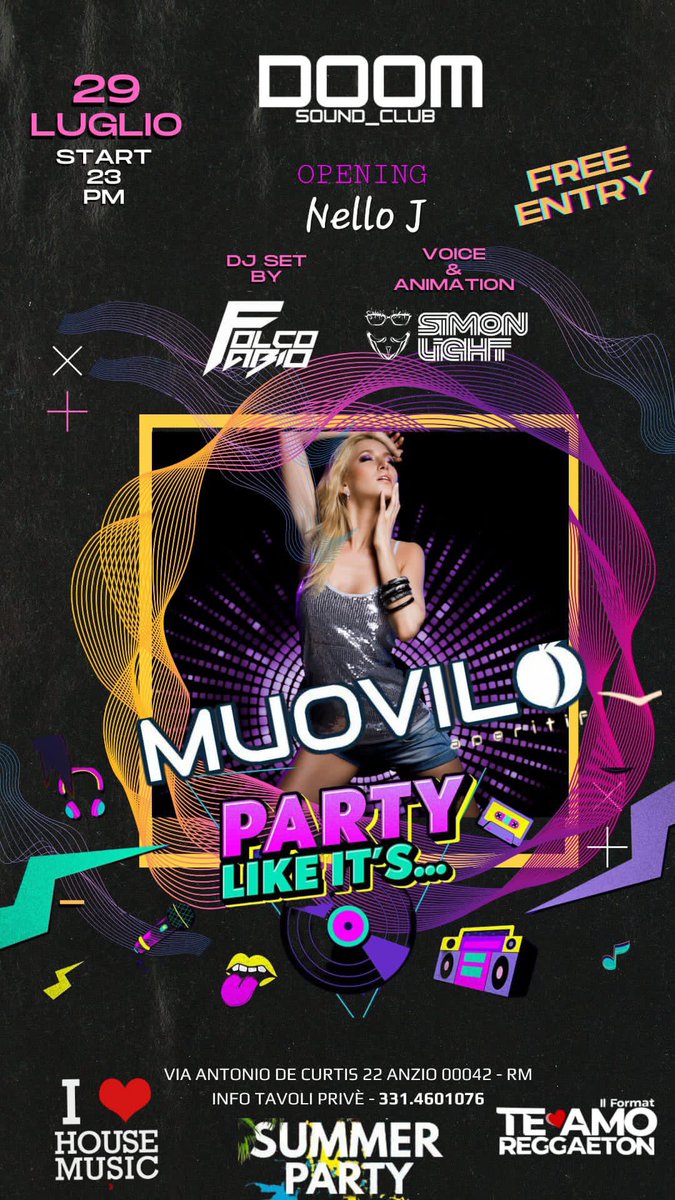 Ci vediamo domani sera al Doom Sound Club per il Muovilo party … like it’s 🎉🎉🎉
Dopo tanti anni mi ritroverò con l’amico di vecchia data Fabio Folco, e ci sarà davvero da divertirsi. Vi aspettiamo numerosissimi😉