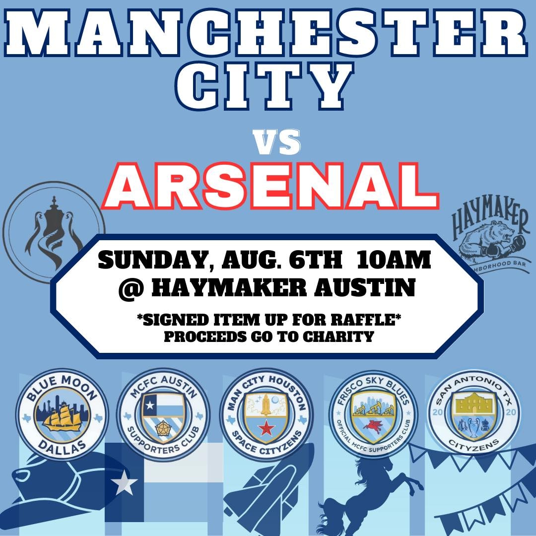 The #CommunityShield watch party is a combined event! All 5 Texas supporter groups are combining for one Texas sized watch party! Join us in Austin for this first ever event! 

<a href="/MCFCAustin/">MCFC Austin 🏆🏆🏆🏆</a> <a href="/HoustonCityzens/">Houston Space Cityzens</a> <a href="/BlueMoonDallas1/">Blue Moon Dallas Official Man City Supporters Club</a> <a href="/FriscoSkyBlues_/">Frisco Sky Blues - Dallas</a> <a href="/SA_Cityzens/">San Antonio TX Cityzens</a>