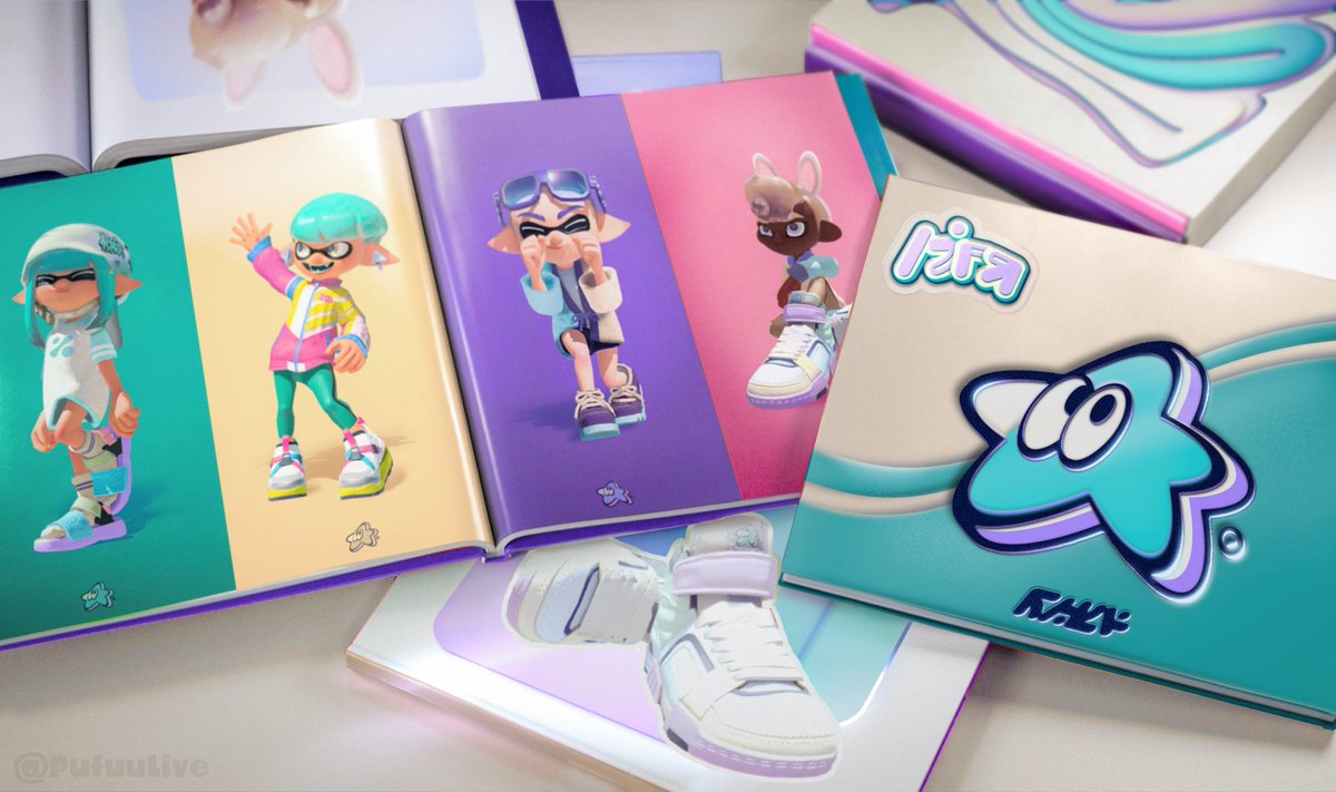 PufuuLive's tweet photo. Splatoon Concept Department here with big news... If cutesy fits gets your ink pumping, say hello to StarBoard. A pastel lineup of city wear gear perfect for any adorable look.  
#スプラトゥーン3 #Splatoon https://t.co/jRmTeEckc0