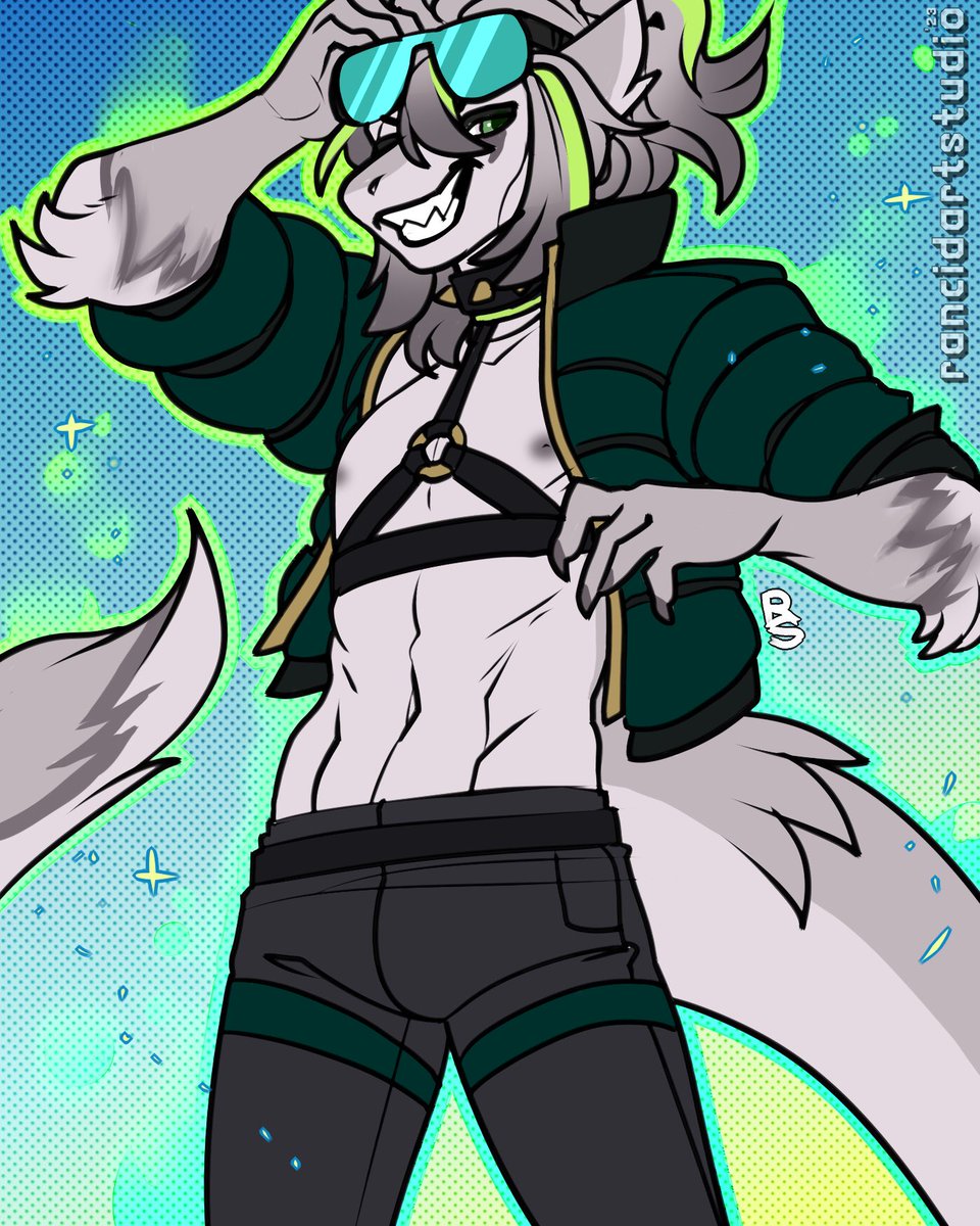 Rays newest fit, and the fit goes HARD 

A gift from @GoteShady 💚

Thank you to @RancidArtStudio for the AMAZING piece it looks amazing!~
#furry #fluffy #art