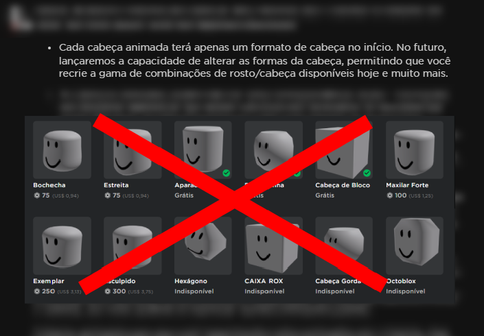 RTC em português  on X: ÚLTIMAS NOTÍCIAS: Em uma possível tentativa de  forçar o uso de cabeças dinâmicas, o Roblox começou a TIRAR diversos rostos  clássicos de venda no catálogo! 😐