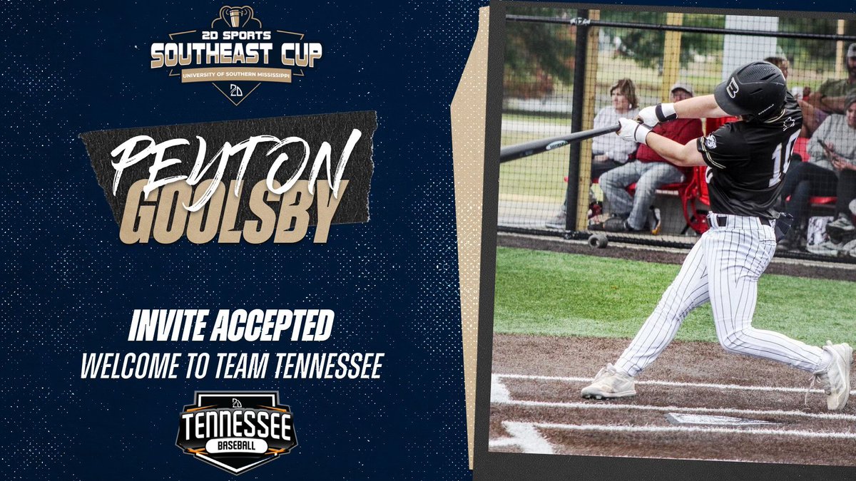 ⭐️ 𝑆𝑂𝑈𝑇𝐻𝐸𝐴𝑆𝑇 𝐶𝑈𝑃 - 𝐼𝑁𝑉𝐼𝑇𝐸 𝐴𝐶𝐶𝐸𝑃𝑇𝐸𝐷 ⭐️

2026 Peyton Goolsby (<a href="/peyton_goolsby/">Peyton Goolsby</a>) has accepted his invite to represent TEAM TENNESSEE at the Southeast Cup! #2DSoutheastCUP

Learn More about Southeast Cup:
play.2dsports.org/events/the-sou…