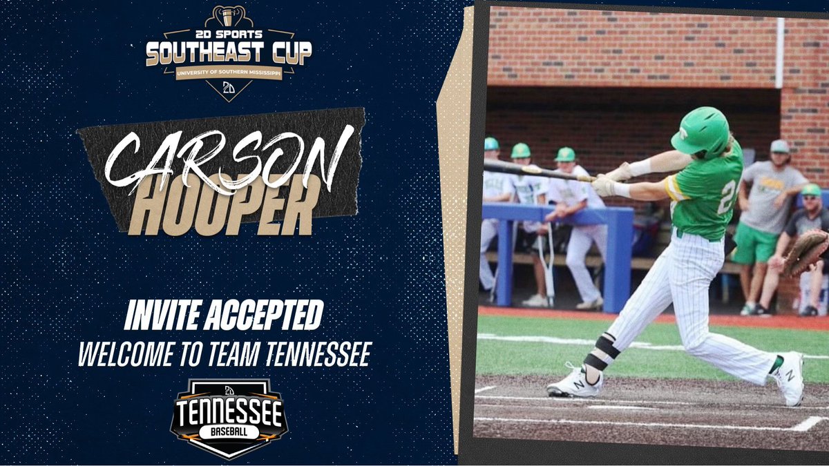 2Dsportsbsb's tweet photo. ⭐️ 𝑆𝑂𝑈𝑇𝐻𝐸𝐴𝑆𝑇 𝐶𝑈𝑃 - 𝐼𝑁𝑉𝐼𝑇𝐸 𝐴𝐶𝐶𝐸𝑃𝑇𝐸𝐷 ⭐️

2026 Carson Hooper (@CarsonHooper24) is headed to Hattiesburg for the 2023 Southeast Cup representing TEAM TENNESSEE! #2DSoutheastCUP

Learn More about Southeast Cup:
https://t.co/s2Un1iIlyZ https://t.co/sx0eP1uXNi