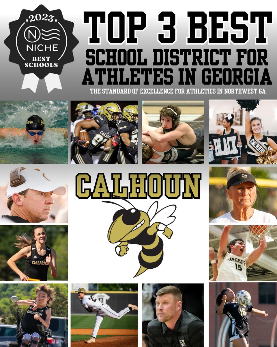 The Standard of Excellence for Athletics in Northwest Georgia: Calhoun City Schools named top 3 best school districts for athletes in Georgia🐝 @CalhounAthDept #GoJackets calhounschools.org/article/1183434