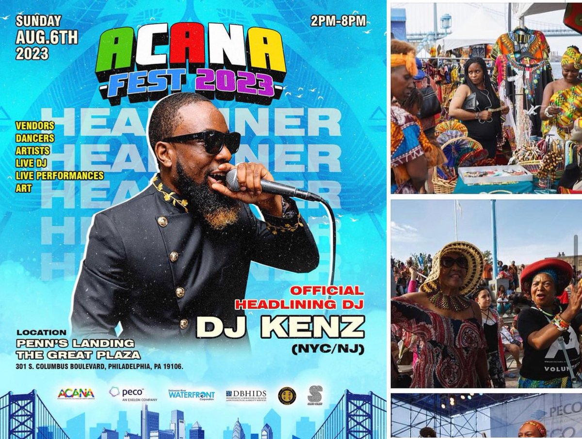 SAVE THE DATE! ACANA is back on August 6 at the
Great Plaza at Penn's Landing as part of the PECO Multicultural Series. Enjoy delicious food, live performances, and family activities.
#MyPhillyWaterfront #PECO #African #caribbean #nonprofit #philadelphia