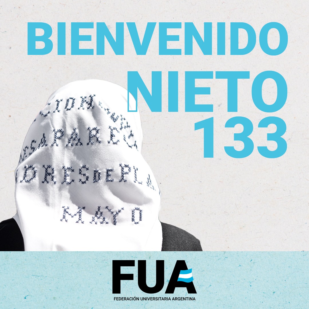 laFUA's tweet photo. BIENVENIDO NIETO 133❤️

✊ Celebramos la restitución del nieto 133 y seguimos luchando por Memoria, Verdad y Justicia. 

A 40 años de democracia ininterrumpida un pueblo con memoria es democracia para siempre. https://t.co/EutlYdtCrE