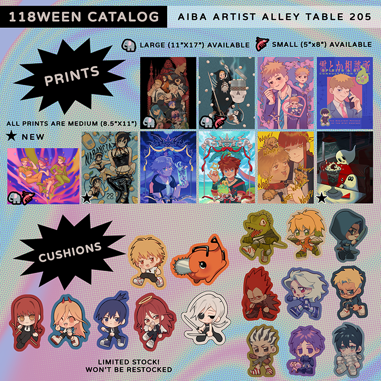 118ween's tweet photo. wow new catalog! 🤩🎉💫✨ i'll be at anime impulse bay area artist alley this weekend at table 205!!! i hope to see some dorohedoro cosplays 🥺💕 https://t.co/0dffu1wz0Z