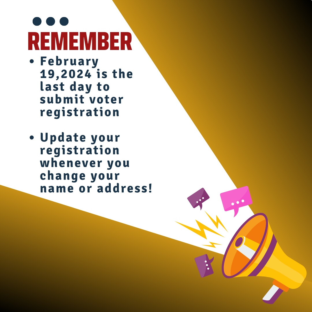 W4LJA's tweet photo. Ready to make your voice heard? Check your eligibility, register online at Chicago Board of Elections before 2-19-24 &amp; update your registration whenever you change your name or address
#RegisterToVote #MakeYourVoiceHeard #ChicagoVotes #CivicDuty #BeInformed #WLJA #YourVoiceCounts https://t.co/7qLVWV88ty
