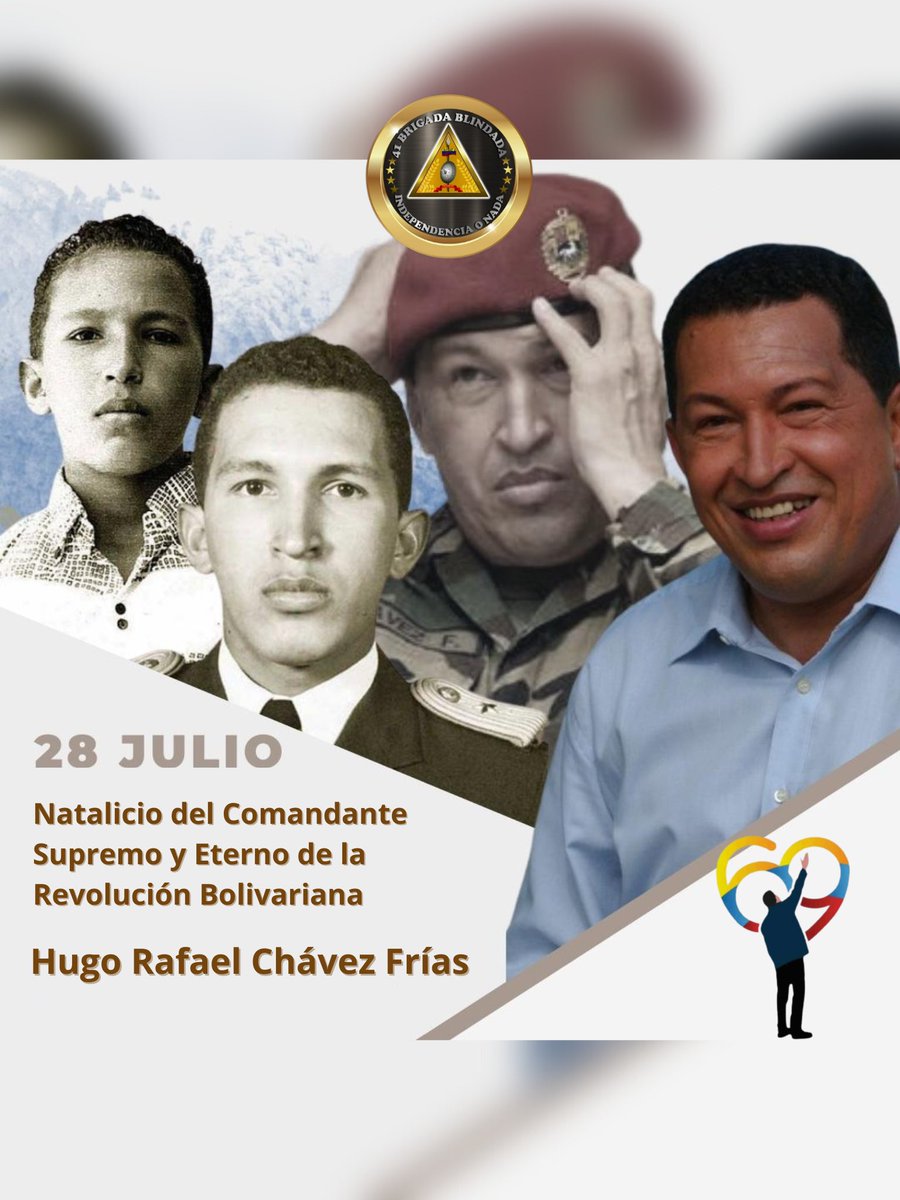 Hoy #28julio los combatientes del Huracán Blindado de la Patria celebramos los 69 años del Natalicio de Comandante Supremo y Eterno de la Revolución Bolivariana "Hugo Rafael Chávez Frías" #ComandanteEterno