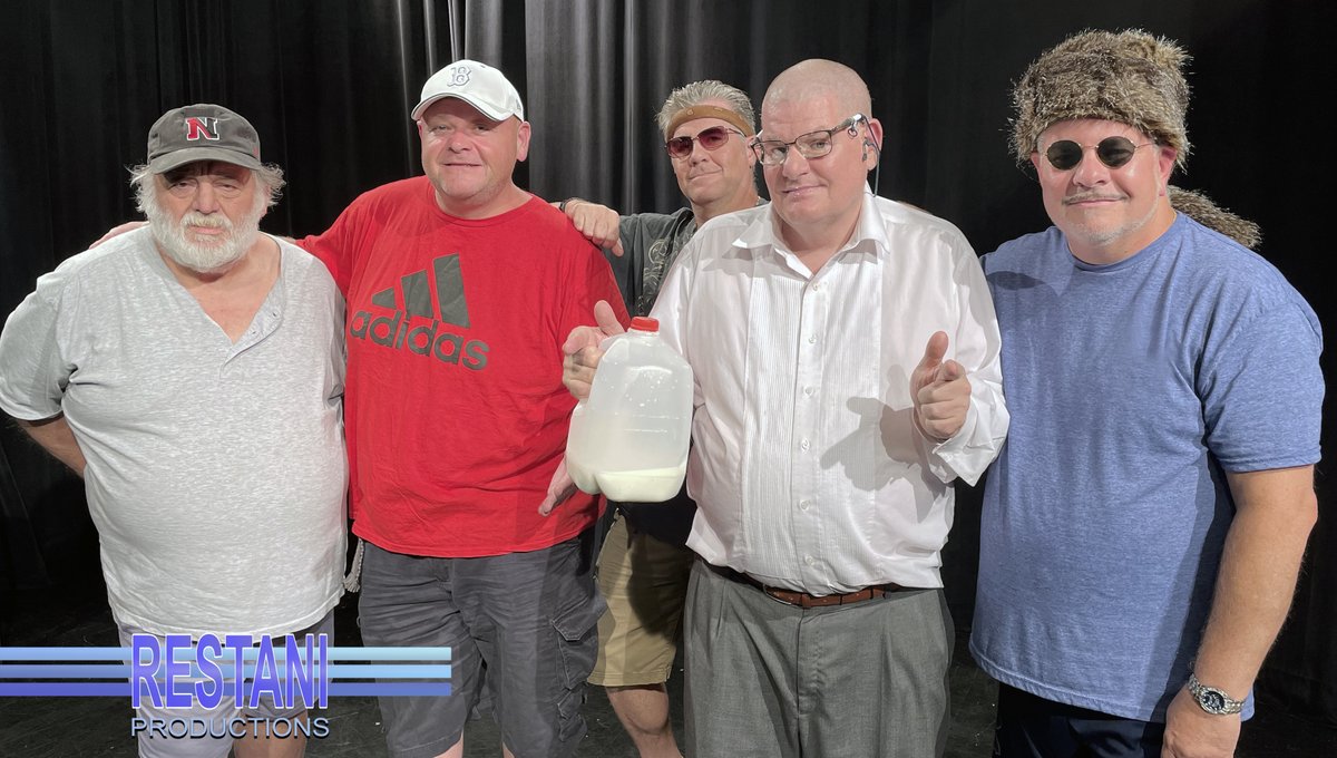 AfterHoursTC's tweet photo. The #Podcast stars of #RestaniProductions posed for a pic at the studio last evening.  @BittmanRicky @MilkandCashews @CardiacDrop @Retro_Rundown #SouthBostonJeff #ColBullMontana #TConmyTV https://t.co/zSguN0kgR7