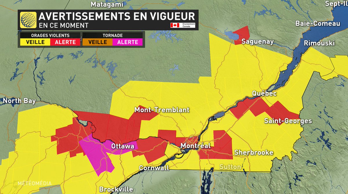 meteomedia's tweet photo. Une ALERTE de tornade a été émise pour la région d'#Ottawa. #Onstorm https://t.co/DVscEK9fni