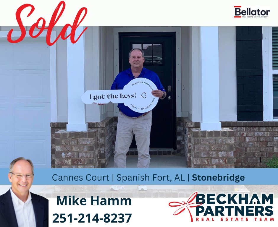 Another satisfied Beckham Partners customer. Kevin Mccaskey purchased a home on Cannes Court in Stonebridge Subdivision in Spanish Fort!
Sold &amp; Closed by Mike Hamm, Sales Assoc. | (251) 214-8237 | Beckham Partners (Real Estate Team) - Bellator Real Estate