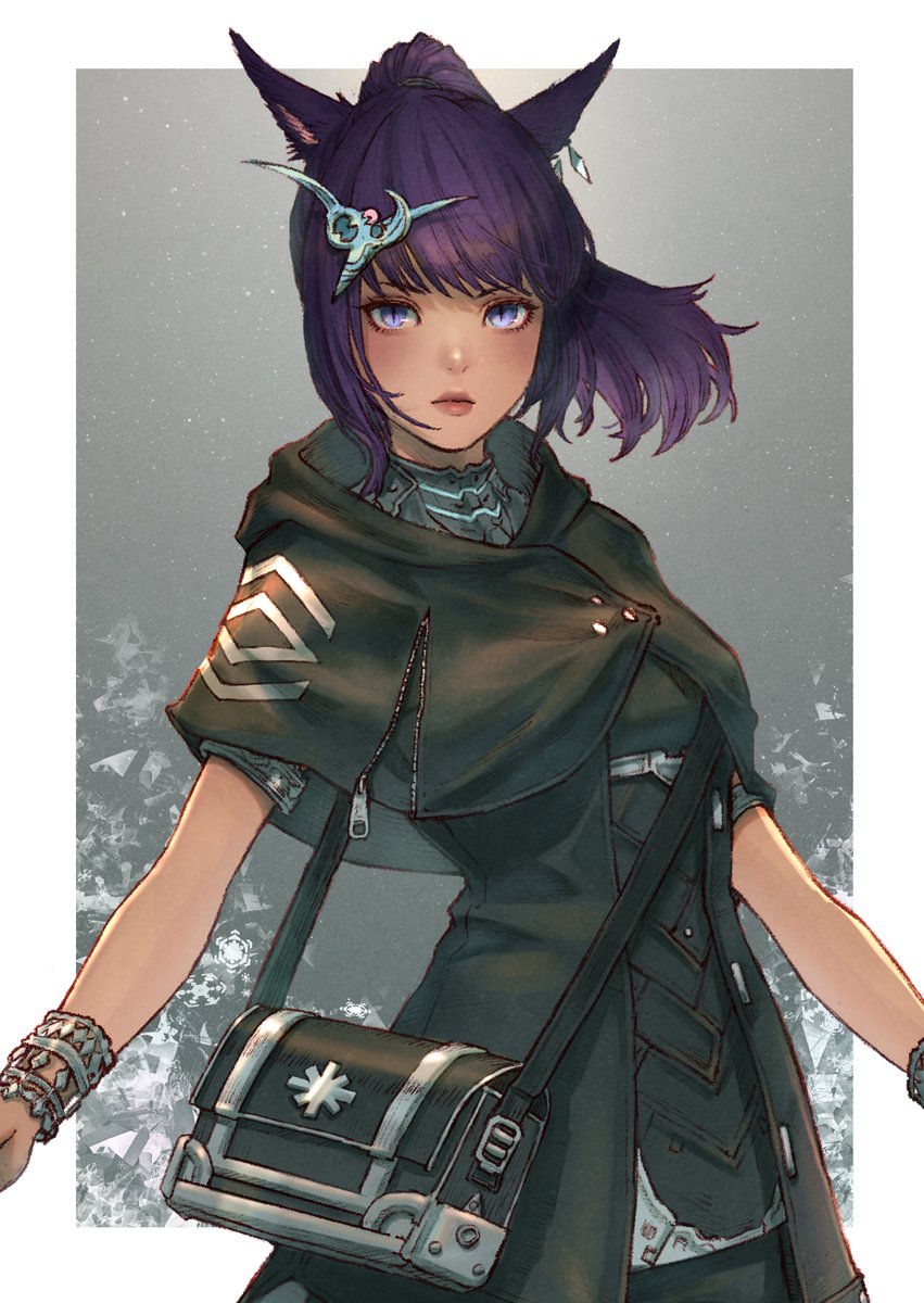 avatar (ff14) 1girl animal ears miqo'te solo jewelry cat ears purple hair  illustration images