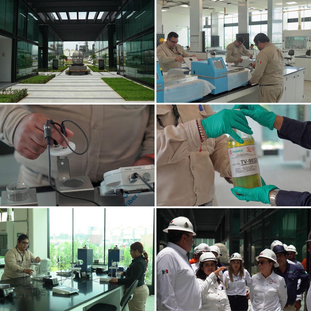 En pleno arranque de la refinería Olmeca de <a href="/Pemex/">Petróleos Mexicanos</a> en #DosBocas el trabajo en el laboratorio de análisis industrial es continuo para certificar la calidad de insumos y productos. 

Los trabajadores petroleros tripulan el complejo para su operación, mantenimiento y servicios. 🇲🇽