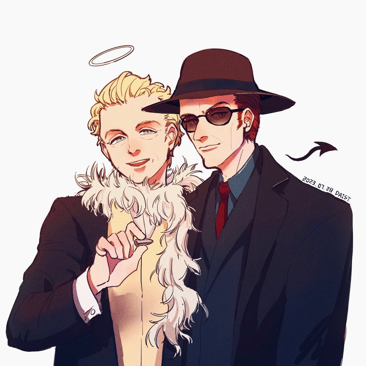 DAIST19's tweet photo. So when is the season 3 😭

You can't end the story halfway in this kind of situation ahhhhhhh (•̩̩̩̩＿•̩̩̩̩)

Anyway I love the magic scene. 
#GoodOmens2 #GoodOmensFanArt #ineffablehusbands https://t.co/86V6ysKWZ0