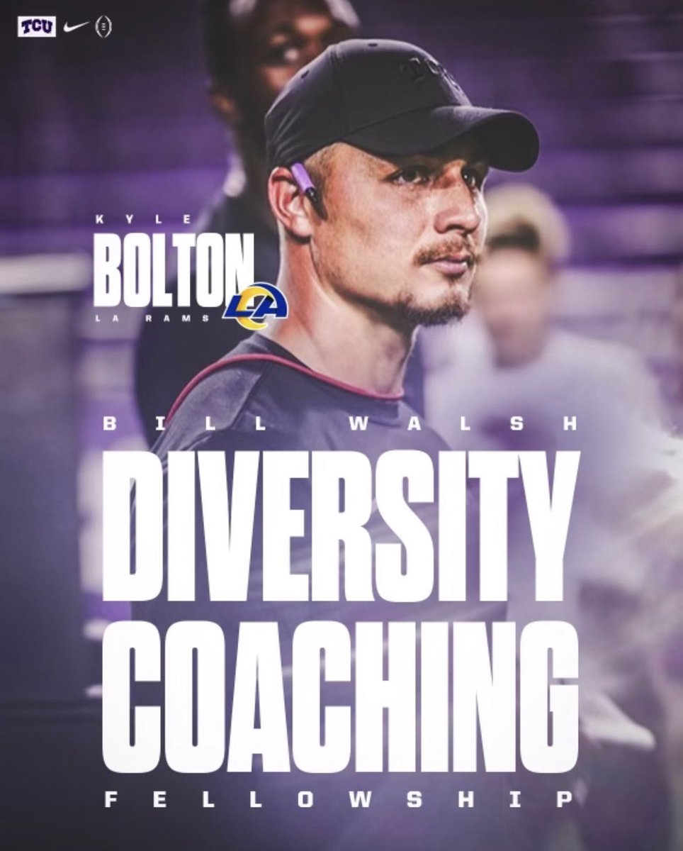 I’m honored to be selected by the <a href="/RamsNFL/">Los Angeles Rams</a> for the Strength and Conditioning Bill Walsh Diversity Fellowship position. Thankful that <a href="/tcufootball/">TCU Football</a> has allowed me to pursue this opportunity. Excited to be able to learn and grow as a professional in this field from this experience.
