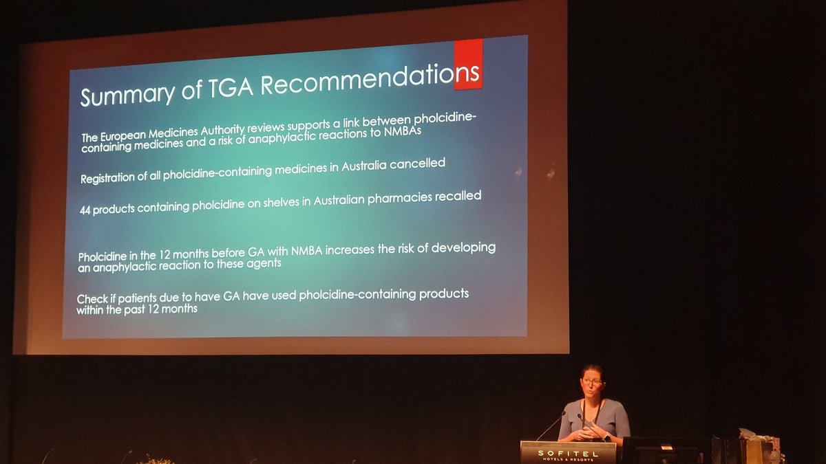 David Scott (@scottdav44) on Twitter photo The connection between Pholcodine sensitisation and NMB #anaphylaxis is evidence supported. Dr Heather Butler outlines at #ACE23MEL why the <a href="/TGAgovau/">TGA Australia</a> withdrew pholcodine cough medicines this year. #patientsafety. Supported by <a href="/ANZCA/">ANZCA</a> <a href="/ASA_Australia/">The Australian Society of Anaesthetists</a> The connection between Pholcodine sensitisation and NMB #anaphylaxis is evidence supported. Dr Heather Butler outlines at #ACE23MEL why the <a href="/TGAgovau/">TGA Australia</a> withdrew pholcodine cough medicines this year. #patientsafety. Supported by <a href="/ANZCA/">ANZCA</a> <a href="/ASA_Australia/">The Australian Society of Anaesthetists</a>