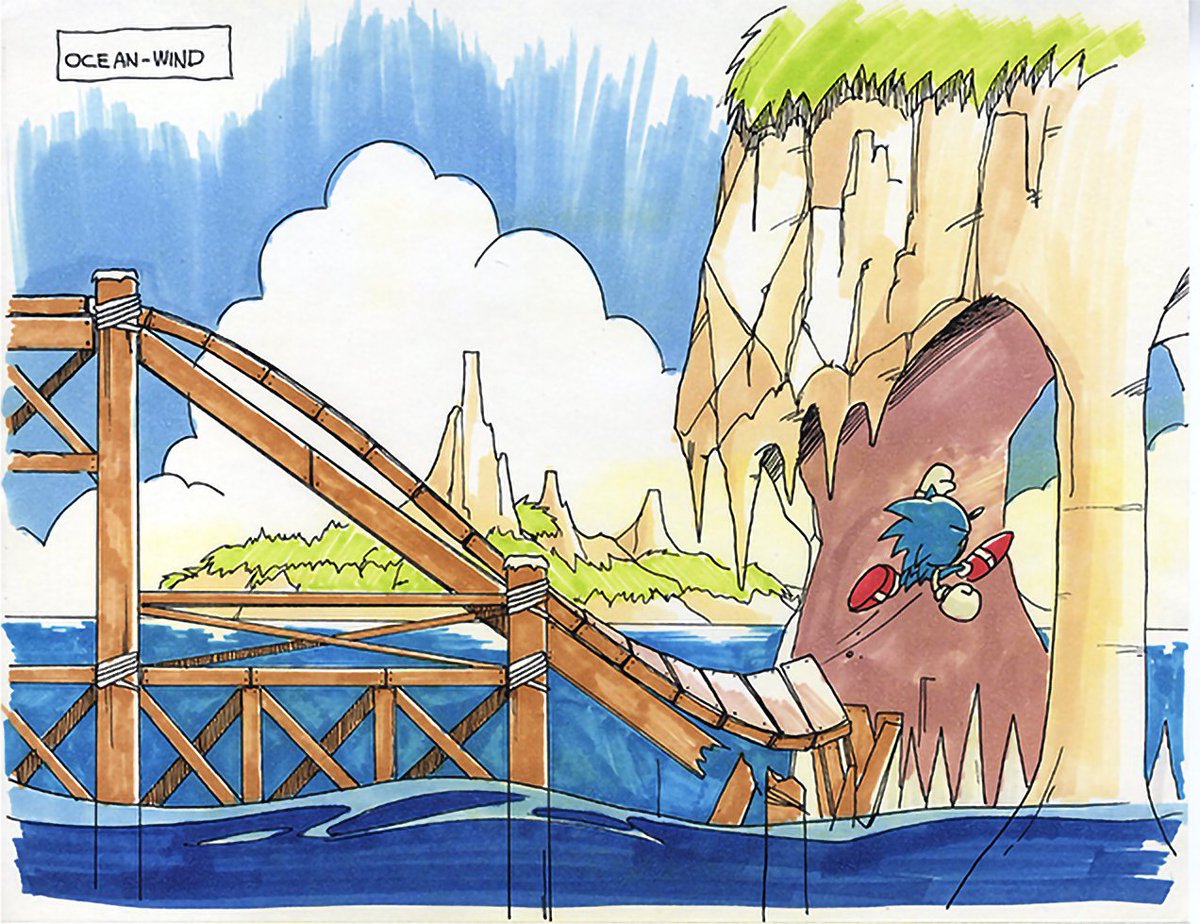 Sonic_Hedgeblog's tweet photo. Concept artwork of a zone called Ocean Wind, from 'Sonic 2'. https://t.co/mi9ZQeGBGf