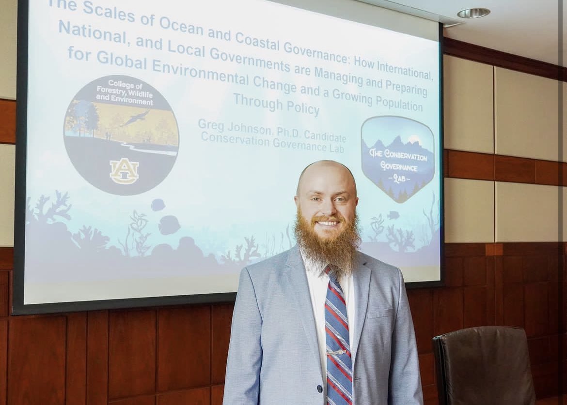 AU_Conservation's tweet photo. Congratulations to our very own Dr. Greg Johnson (@GregJohnsonSFWS) for successfully defending his PhD dissertation today. We are so proud of Greg and his accomplishments at the Conservation Governance Lab. Keep an eye out as we follow Greg’s journey into his PMF fellowship! https://t.co/T2gOGSMdXh