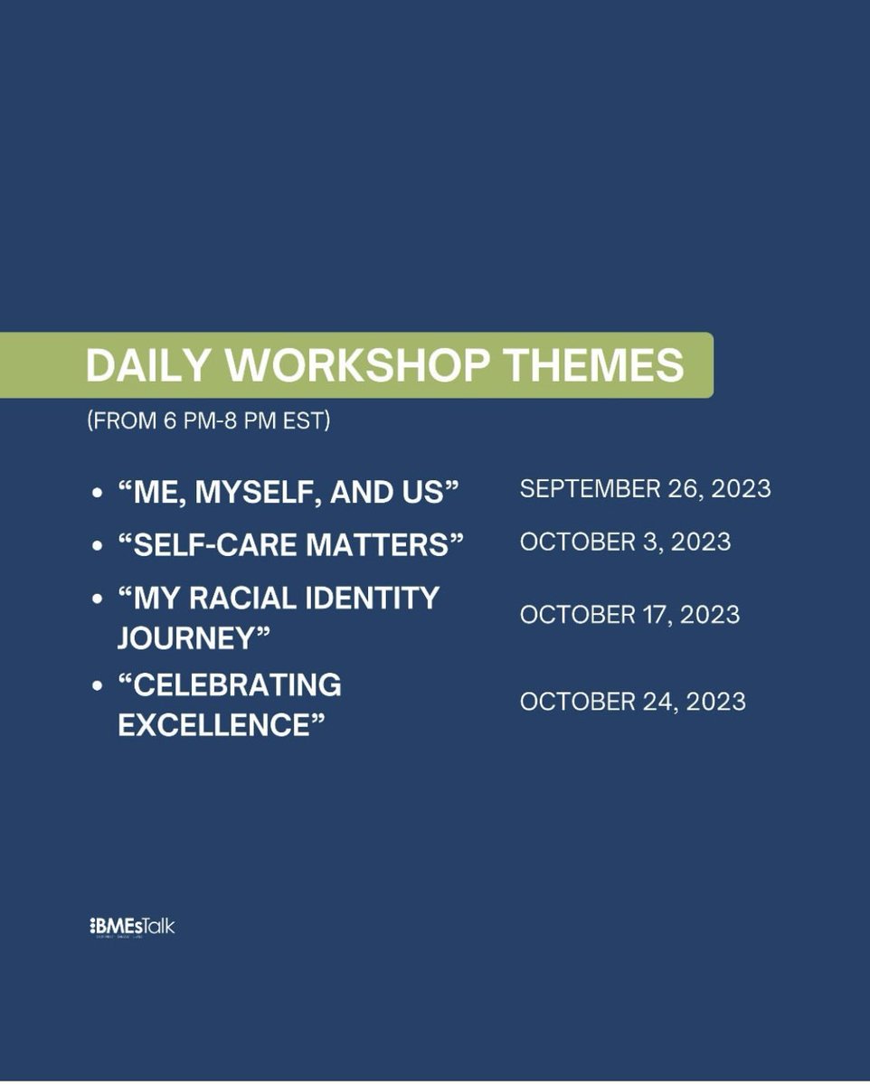 Are you seeking a professional learning community that centers brotherhood, wellness and leadership from a Black man’s perspective? Then the BMEsTalk Leadership Lab. It starts Sept 26th and is 100% virtual, Register: bmestalk.com/#Leadership Scholarships are available.