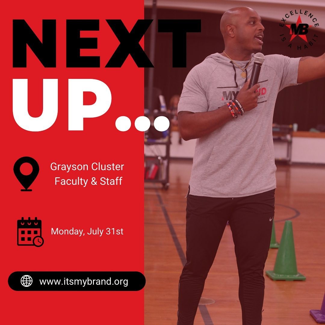 connectomybrand's tweet photo. Coach Lawrence with My Brand is excited to speak to the faculty and staff of the Grayson Student Cluster on Monday, July 31st to motivate &amp; encourage them for a new school year!

Visit our website to book Coach Lawrence for your next event! 
🖥️: https://t.co/jLSr11LtRF https://t.co/TzLPNCmW7i