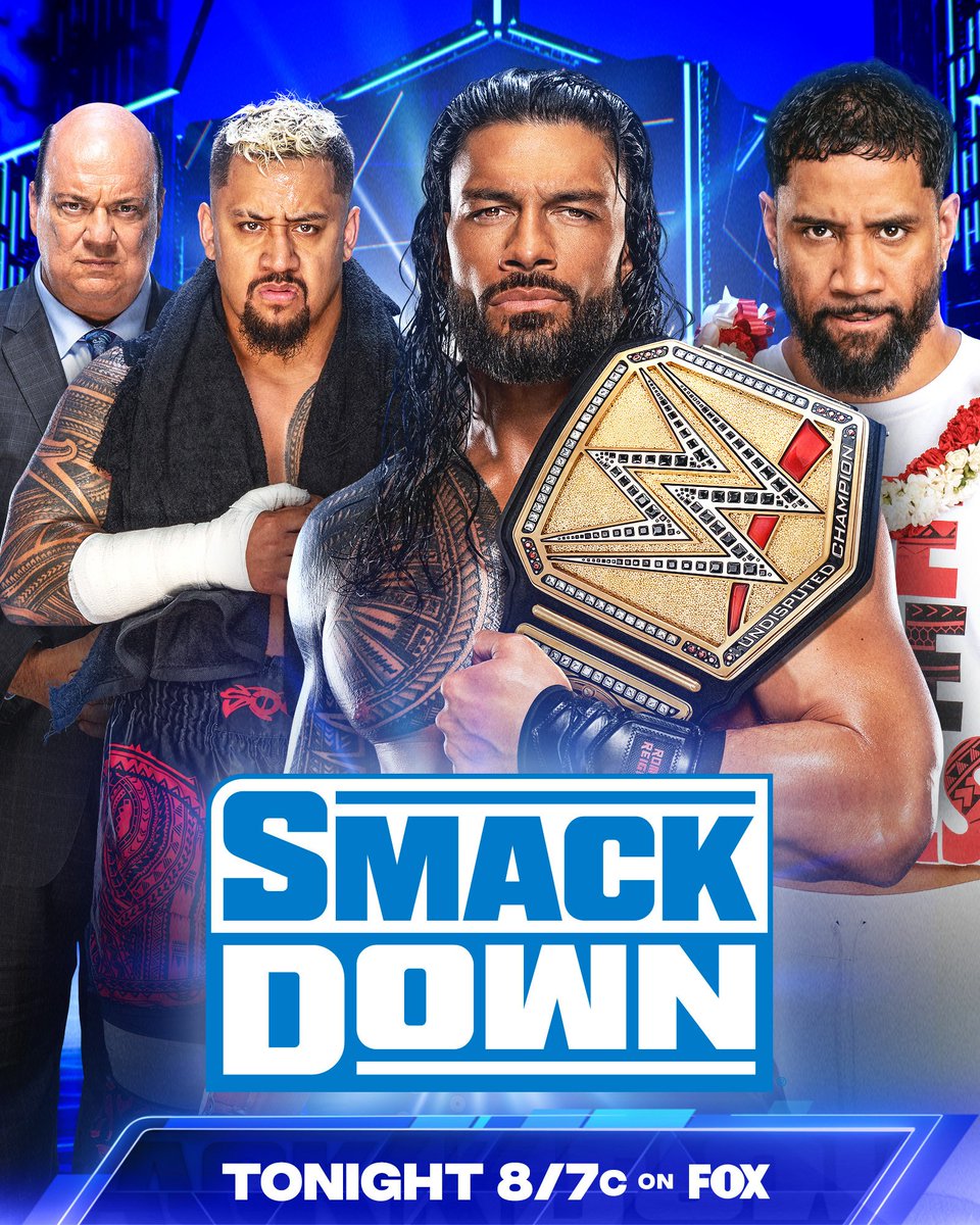 BrijjRajj's tweet photo. Get ready because #WWERomanReigns AND Jey #WWEUsos are headed to #SmackDown    TONIGHT as they prepare for Tribal Combat at #SummerSlam! #MIBOX #TataPlayFiber https://t.co/CBE3LagDaR