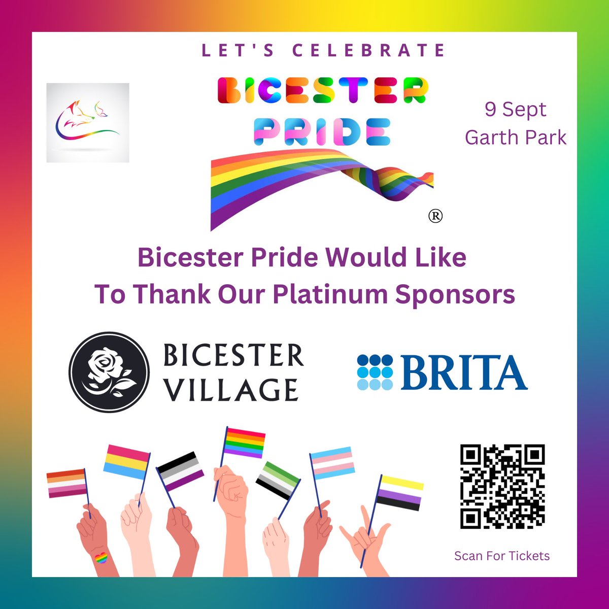 @BicesterPride would like to thank our Platinum Sponsors - 🌟 @bicestervillage & Brita UK , without which we couldn’t run pride