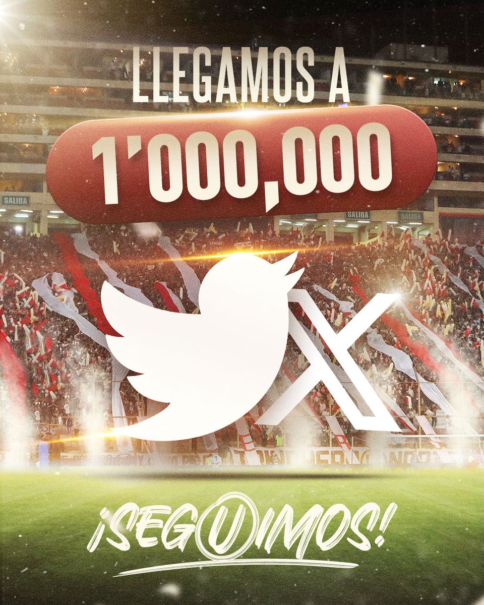 🥇Universitario es el primer equipo peruano en llegar al millón de seguidores en Twitter. 💪🔝 Familia crema, una vez más demostramos nuestra grandeza. #1MCREMAS #ConLaUHastaElFinal