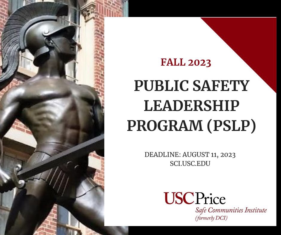 The @USC Public Safety Leadership Program is making an in-person return this Fall! The application is open until August 11, 2023 - Apply Today! sci.usc.edu/courses-progra… @USCPrice