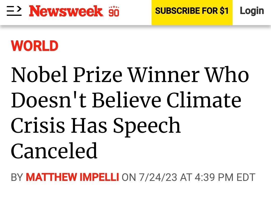 Another climate denying conspiracy theorist, who happens to be a physics Nobel prize winner in 2022. 

Certainly Greta knows about physics more than he does 🤡
_