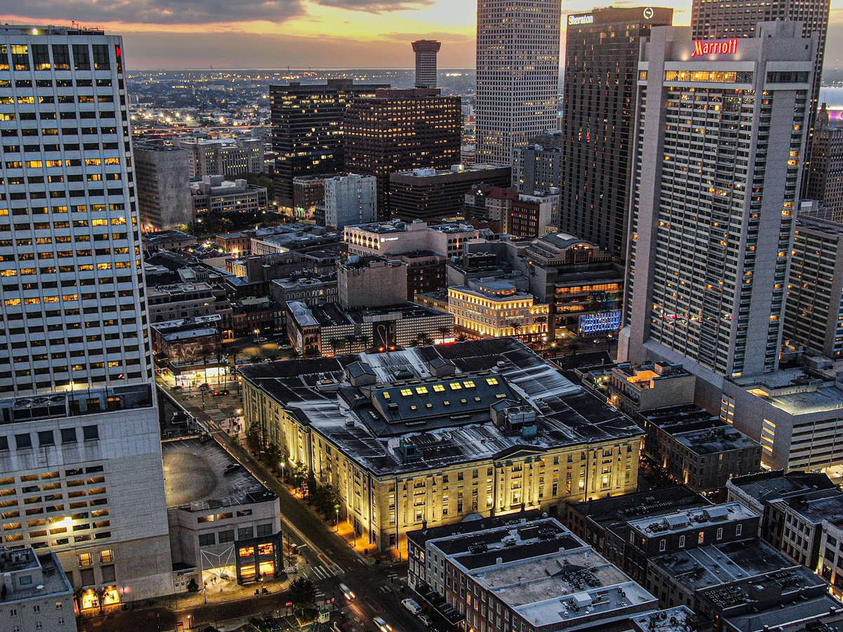 The U.S. Custom House, Egyptian Revival columns around an entire French Quarter block, New Orleans