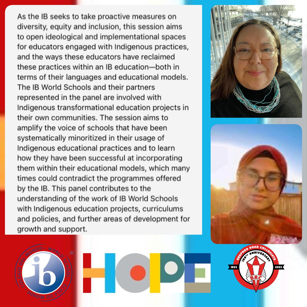 BuglassK's tweet photo. Wishing well @StoonPubSchools @BRCSaskatoon @IB_DP  educator Kim Daniels and student Mahrukh Hassan contributing respectively to the Indigenous IB Network and Festival of Hope panels at #IBGC2023. #represent #DEI #speaktruthtopower https://t.co/6fuAIz5Laz