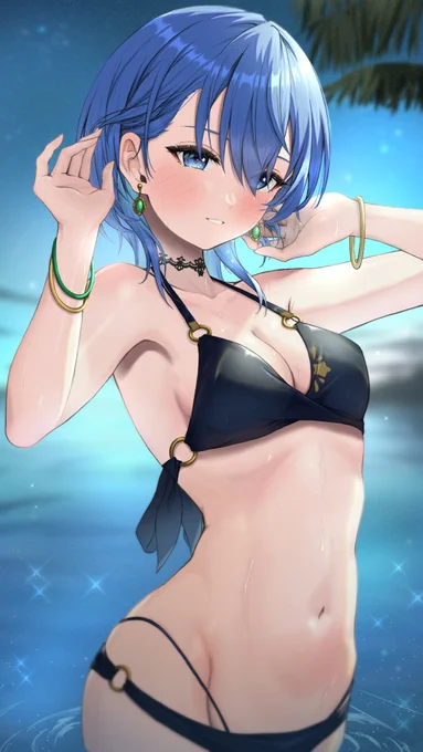 夜のショート水着すいちゃん #ほしまちぎゃらりー