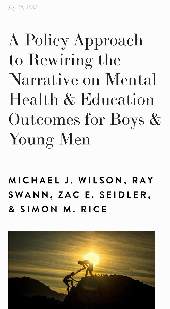 📝✨ Thanks to @HUHPR_official for the opportunity to contribute this article on policy opportunities for boys' and young men's mental health promotion. Free to read here! huhpr.org/articles/2023/…