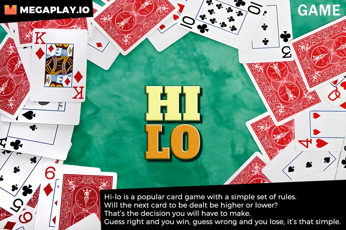 Will the next card to be dealt be higher ⬆️ or lower ⬇️? It's you who decides! 🙋🏻‍♀️💁🏻‍♂️ 👈🏻
Hilo Game

🐯 Play Now: megaplay.io/original-games…

#Games #Slot #PlayNow
#Cryptocurrency #BitcoinCash #BinanceCoin #Bitcoin #BUSD #Dogecoin #Ethereum #Litecoin