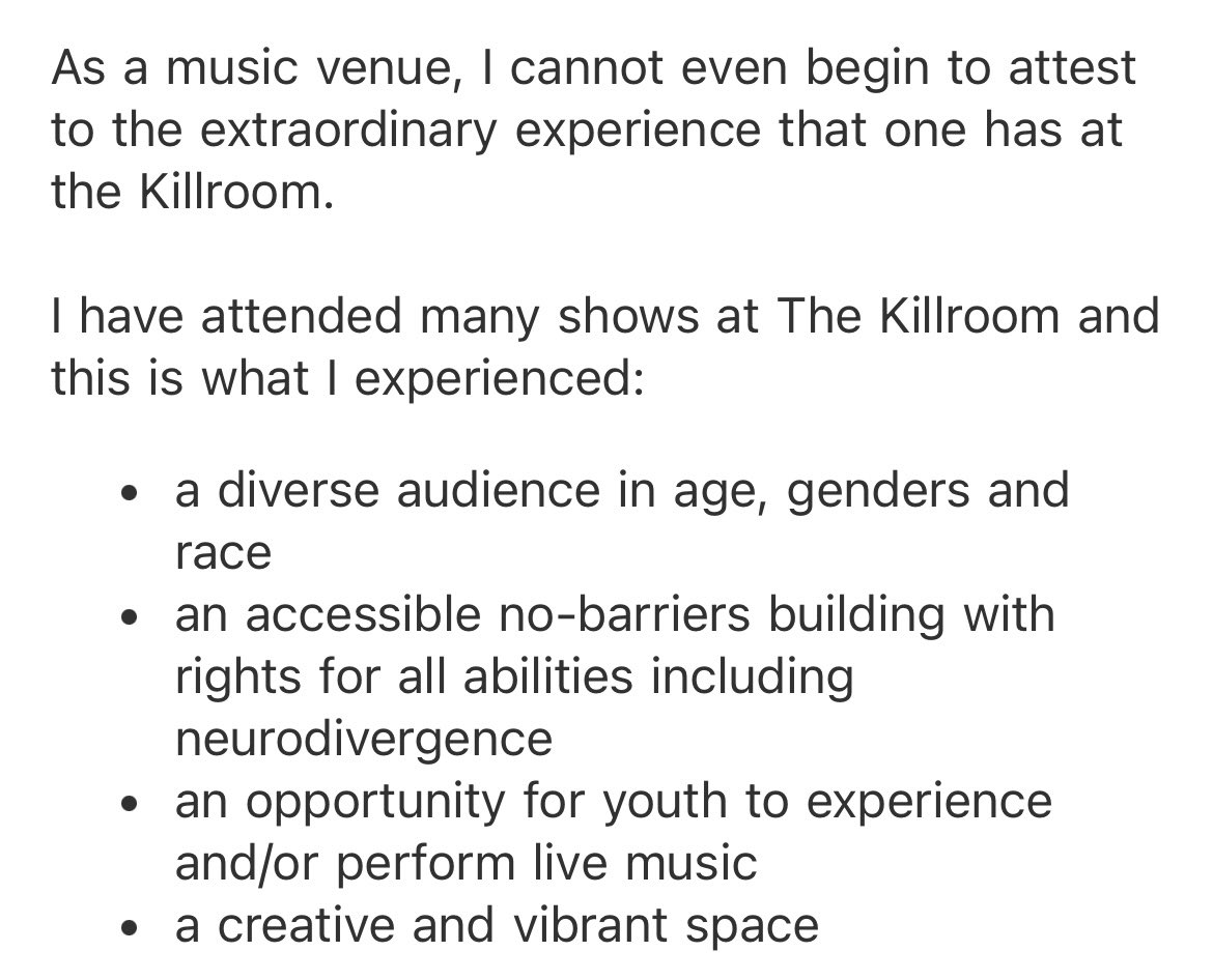 MrsLedroit's tweet photo. Hello educator friends, I’m posting to share the sad news that an amazing music venue in Hamilton is being forced to close. When I tell you that this space is one of the best artistic assets our city has, I know you trust in me. Petition in comments.  @AndreaHorwath #thekillroom https://t.co/78moqd6Nyz