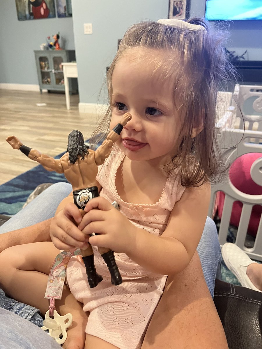 Andi_Hef's tweet photo. Who needs Barbies when you have a @DMcIntyreWWE to watch @WWE with you 🤷🏼‍♀️ https://t.co/OFTV9J6Q3A