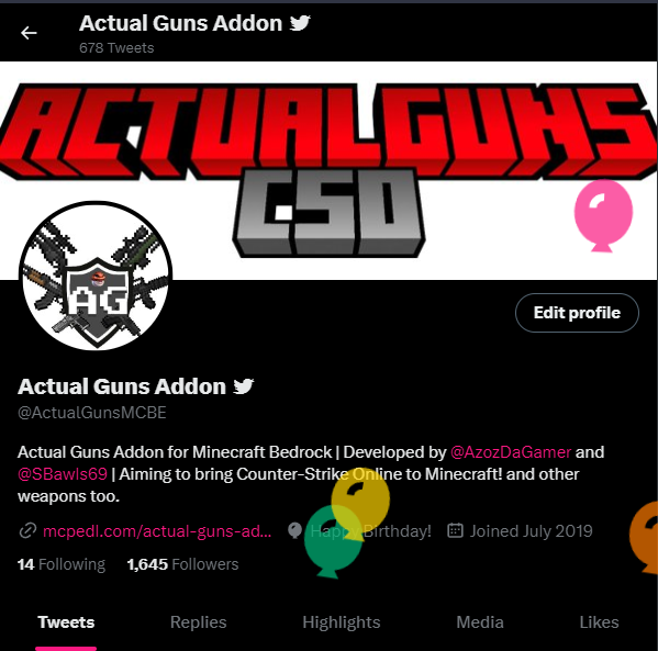 ActualGunsMCBE's tweet photo. 4 years ago, the G.O.A.T was released by @TheEnderface, @keyyard and @AzozDaGamer.

3 years ago, ActualGuns 3D was released.

2 years ago, V3.1 was released.

1 year ago, the first real gun attachments were shown.

And today, we will announce the upcoming addon! 🎂🎂🎂 https://t.co/ry05gblB6q