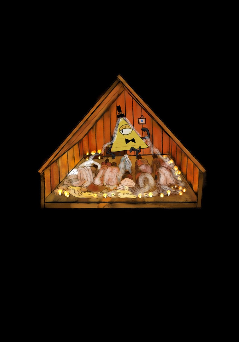 The_Sam_Housman's tweet photo. Working on putting a pitch together for my next film where the comp titles are Hereditary meets Gravity Falls, so I drew this for the pitch book while NOT PROCRASTINATING. @_AlexHirsch https://t.co/HIoMbs26ex
