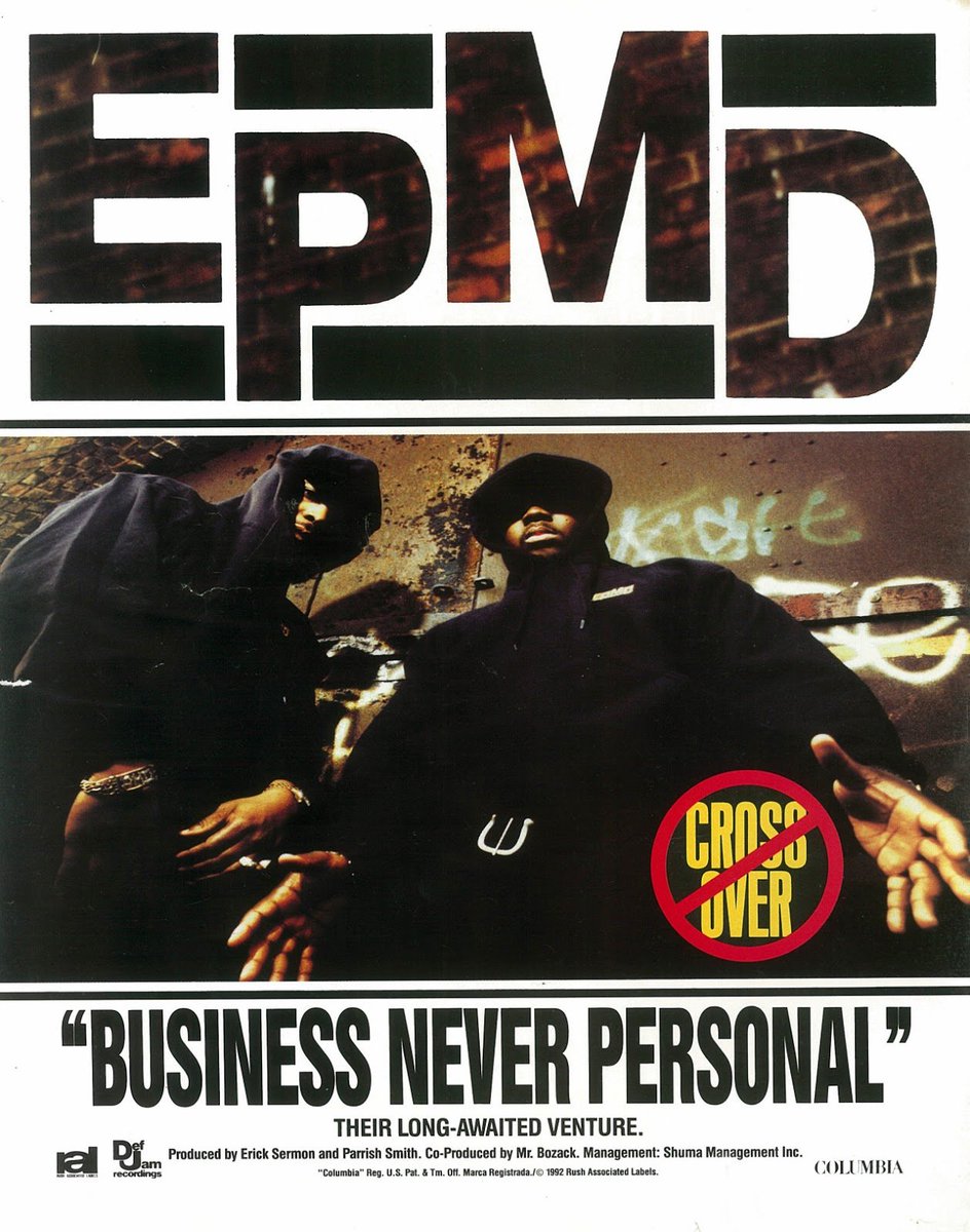 EPMD released their 4th studio album, 'Business Never Personal,' on July 28, 1992. The Gold album peaked at #5 on the US Billboard Top R&B/Hip-Hop Albums chart, featuring the singles 'Crossover' and 'Head Banger.'